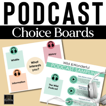 Preview of Podcast Unit Choice Boards: Informational Text Activities, Fun Library Lessons