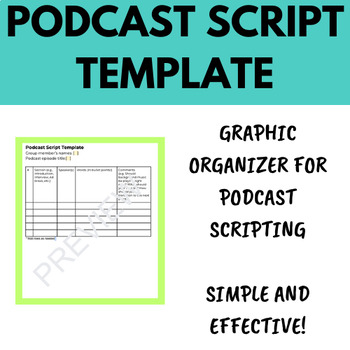 Preview of Podcast Scripting Template/Graphic Organizer for Students!