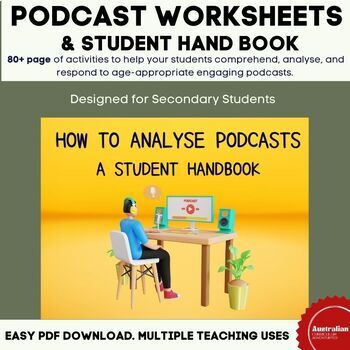 Preview of Podcast Worksheets - Podcast Analysis - Student Handbook - QR Codes