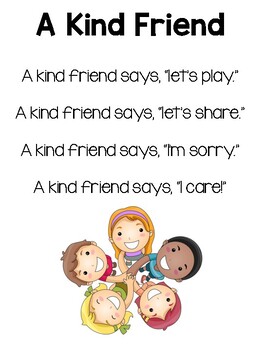 Poem - A Kind Friend by Reading with Miss Robinson | TpT