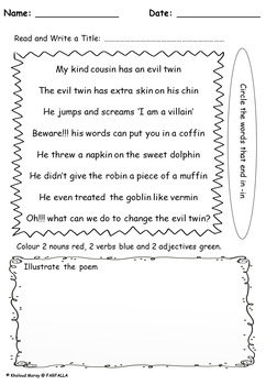 Poem Activities - Word family - Vocabulary - Grammar by FarFalla