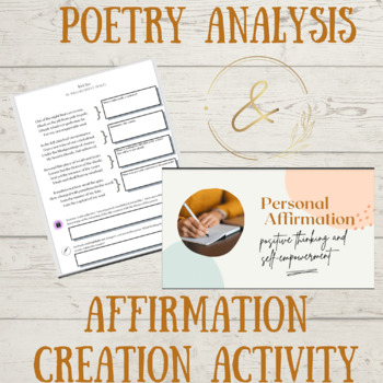 Preview of Poetry Analysis & Student Affirmations Activity; Invictus
