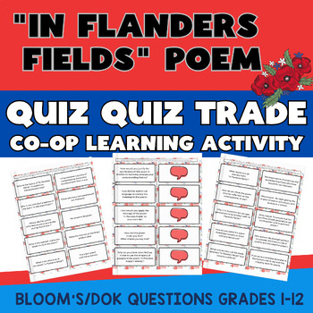Preview of In Flanders Fields Poem | Veteran' Day, Memorial | Cooperative Q&A Game