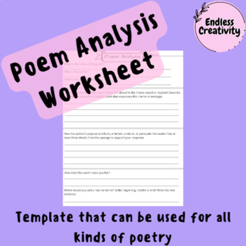 Preview of Poem Analysis Worksheet