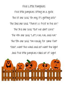 Poem/Book: 5 Little Pumpkins by Izzy Loves Teachers | TpT