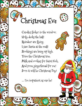Poem- Christmas Eve Acrostic - Color, BW, Lineart, and Journal Versions!