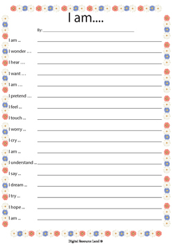 Poem - I am - Based on feelings by Digital Resource Land | TpT