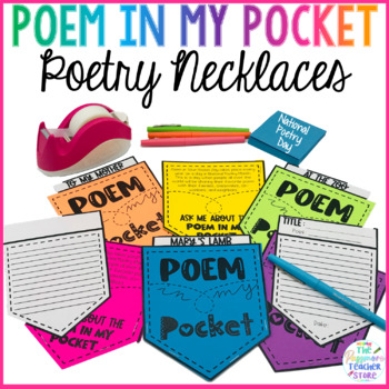 Preview of Poem In Your Pocket Day Necklace | Poetry Bulletin Board Display Activity