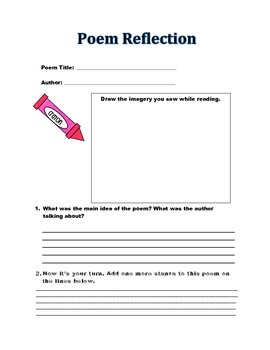 poetry reflection worksheet
