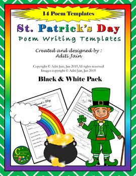 Preview of Poem Writing Template-St. Patrick's day-BLACK&WHITE-14 Templates