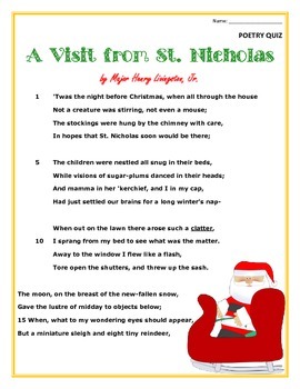 a visit from st. nicholas worksheet answers