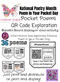 Poem in Your Pocket QR Codes  TASK cards bulletin board Na