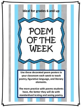 Preview of Poem of the Week - 24 poems for grades 6 and up
