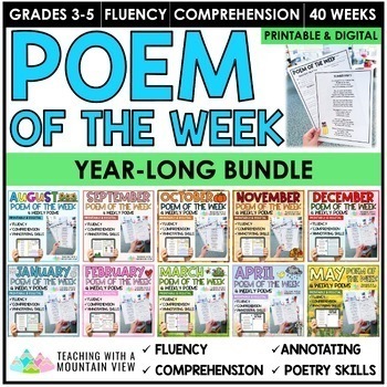 Preview of Poem of the Week Bundle | Fluency and Comprehension Using Poetry