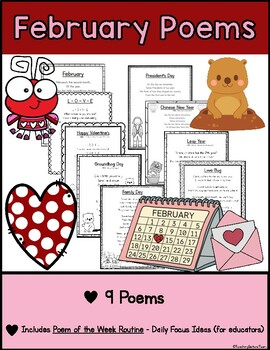 Preview of Poem of the Week - Month of FEBRUARY Package | Valentines Day, President's Day