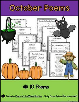 Preview of Poem of the Week - Month of OCTOBER Package | Halloween, Fall