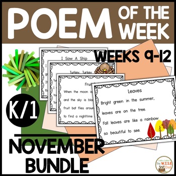 Preview of Poem of the Week NOVEMBER Kindergarten & 1st Grade Shared Reading Poetry