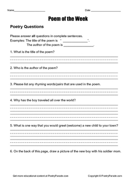 Poem Of The Week New Kid In Our Class Poetry By Jody Weissler With Questions