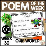 Poem of the Week OUR WORLD K & 1st Grade Shared Reading Po