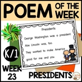 Poem of the Week PRESIDENTS DAY Kindergarten & 1st Grade S