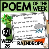 Poem of the Week RAINDROPS Kindergarten & 1st Gr Shared Re