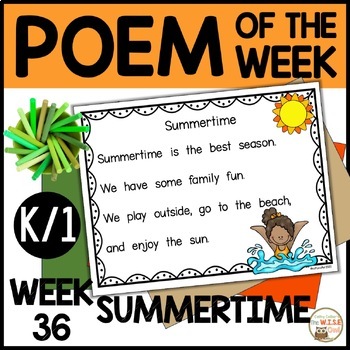 Preview of Poem of the Week SUMMERTIME Kindergarten & 1st Grade Shared Reading Poetry