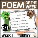 Poem of the Week TURKEY K & 1st Grade Shared Reading Poetr