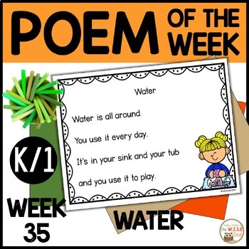 Preview of Poem of the Week WATER Kindergarten & 1st Grade Shared Reading Poetry