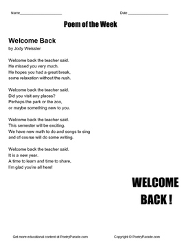 welcome back i missed you poem