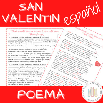 Preview of Poema Día de los enamorados en español - St valentines day Spanish poem (ele)