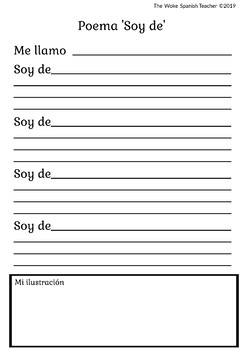 Preview of Ficha para crear un poema 'Soy de' / 'I am from' poem template