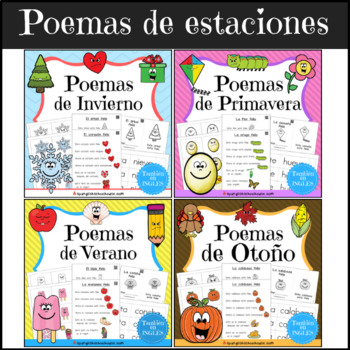 Preview of Poemas de estaciones (Seasonal Poem and Mini Book Bundle in Spanish)