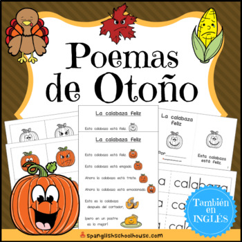 Preview of Poemas de otoño (Fall Poems and Mini Books in Spanish) with QR code Videos