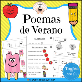 Preview of Poemas de verano (Summer Poems and Mini Books in Spanish) with QR code Videos