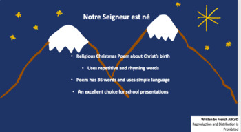 Preview of Poème de Noël - Notre Seigneur est né - French Christmas Poem - Jesus is Born
