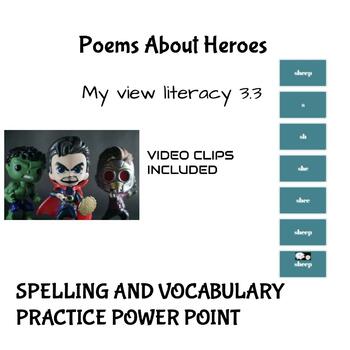 Preview of Poems About Heroes Spelling and Vocabulary