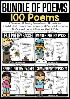Preview of Poems The Bundle - 100 Poems and Activities Fall, Winter, Spring & Summer Poems