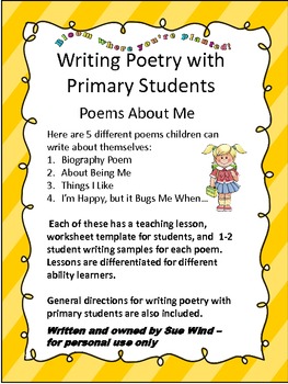 poems about me writing poetry with primary students by sue wind