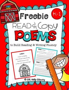 Preview of Poems for Building Reading Fluency & Writing Stamina (K-1) Free Sampler