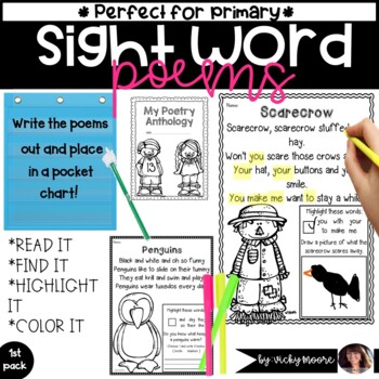 Preview of Sight Word poems | Teachers pay teachers | K-2 Seasonal Poems