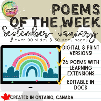 Preview of Poems of the Week Pack #1: September- January! Google Slides AND Print Versions