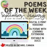 Poems of the Week Pack #1: September- January! Google Slid