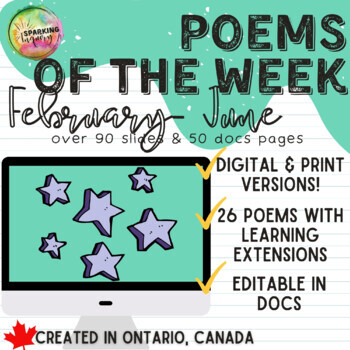 Preview of Poems of the Week Pack #2: February to June! Google Slides AND Print Versions