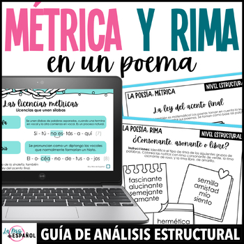 Preview of Poesía Métrica y rima - Versificación del poema - Spanish Poetry Rhyme Structure