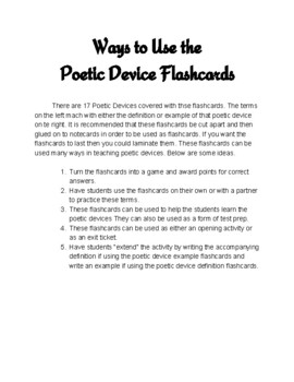Preview of Poetic Device Flashcards