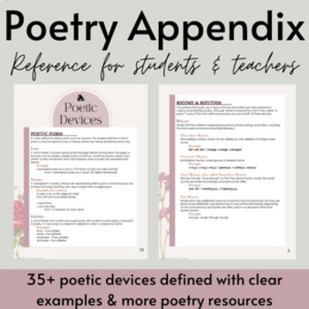 Preview of Poetic Devices Appendix, Reference Dictionary for Teachers and Students