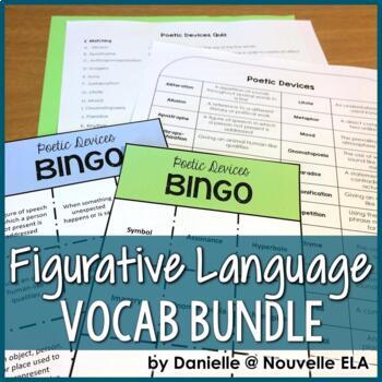 Preview of Figurative Language & Poetic Devices Vocabulary Activities: List, BINGO, Quiz