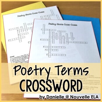 Preview of Poetic Devices Crossword Puzzles - Elements of Poetry and Figurative Language