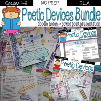 Preview of Poetic Devices Doodle notes and Powerpoint presentation Bundle