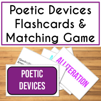Preview of Poetic Devices Flashcards, Matching Game, Glossary: Middle or High School